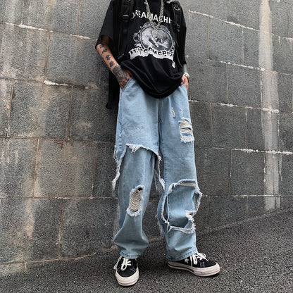 Jeans/ダメージフェイクレイヤードジーンズ ST/No.23244