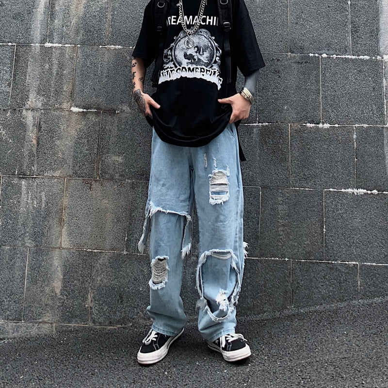 Jeans/ダメージフェイクレイヤードジーンズ ST/No.23244