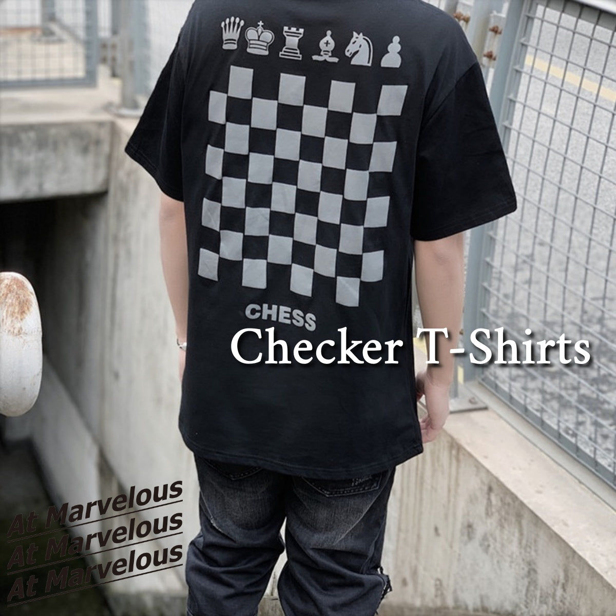 T-Shirts/ チェッカープリントTシャツ ST/No.23099