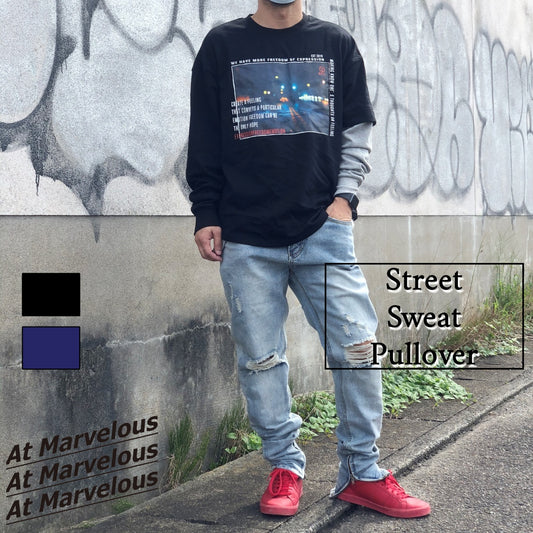 Pullover / アシメ袖スウェットプルオーバー ST/No.25007