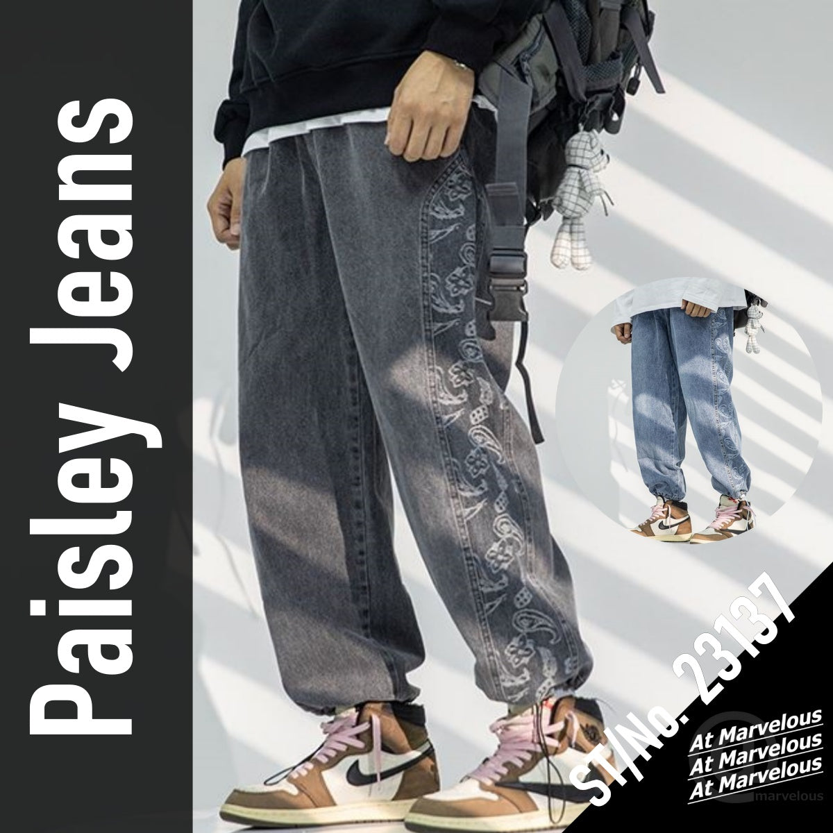 Pants/ ペイズリー配色デニムパンツ ST/No.23137